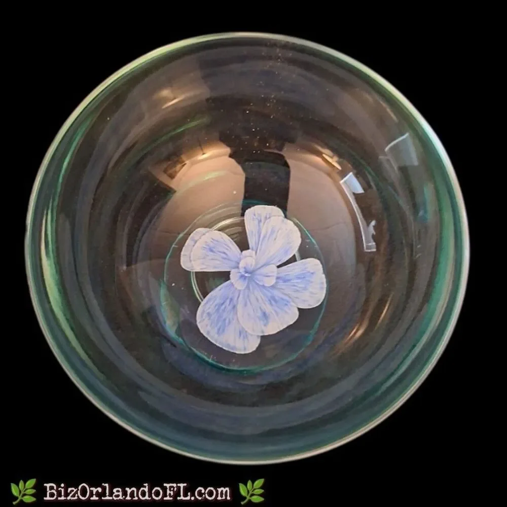 VINTAGE: Caithness Glass Tranquility Blue Flowers Art Glass Bowl Vase Scotland
